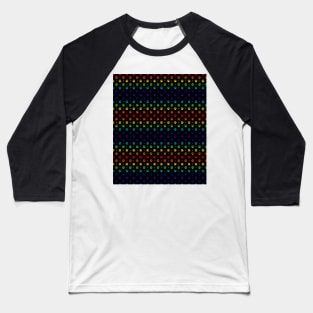Black Rainbow Paw Prints and Polka Dots Pattern Baseball T-Shirt